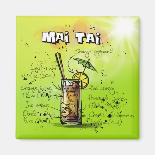 トロピカルカクテルレシピ マグネット (正面)