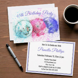 トロピカルカクテル傘45th誕生日招待状 招待状