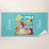トロピカルカクテル名前をカスタムする ビーチタオル (正面)