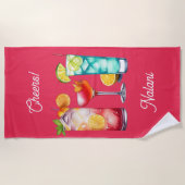 トロピカルカクテル名前をカスタムする ビーチタオル (正面)