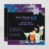 トロピカルカクテル40th誕生日パーティー 招待状 (正面/裏面)