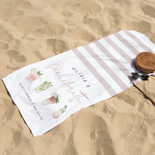 トロピカルカクテル パーソナライズド バチェロレッテパーティー ビーチタオル