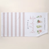 トロピカルカクテル パーソナライズド バチェロレッテパーティー ビーチタオル (正面)