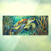 トロピカルカスタムウミガメのステンドグラス・アート ウィンドウサイン (シート3)