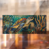 トロピカルカスタムウミガメのステンドグラス・アート ウィンドウサイン (シート2)