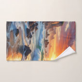 トロピカルカスタムサンセットクリフス – コースタルスポーツ ハンドタオル (ハンドタオル)