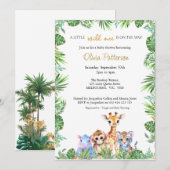 トロピカルカスタムジャングルキレーフタイガーベビーシャワー 招待状 (正面/裏面)