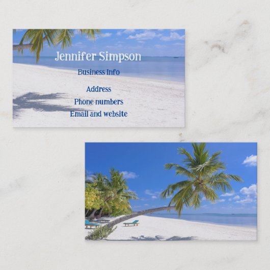 トロピカルカスタムビーチ海ヤシの木 名刺 (正面/裏面)