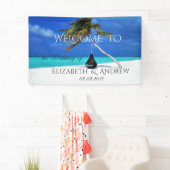 トロピカルカッコいいビーチ、パーム結婚ズバナー 横断幕 (インサイチュ)