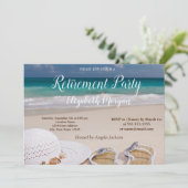 トロピカルカッコいいビーチ、手のひら、椅子の退職パーティー 招待状 (スタンド正面)