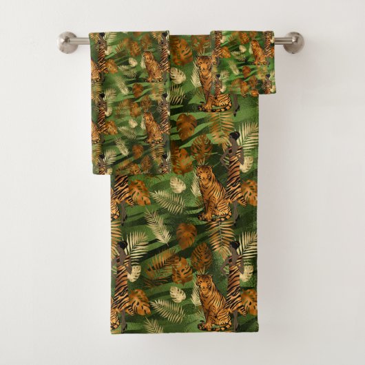 トロピカルカッパーグリーン金ゴールドタイガーレディ バスタオルセット (インサイチュ)