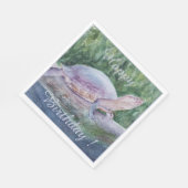 トロピカルカメハッピーバースデーパーティーお祝い スタンダードランチョンナプキン (角)