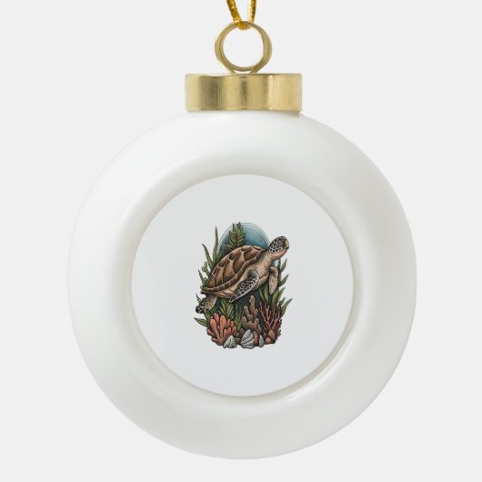 トロピカルカメ セラミックボールオーナメント (正面)