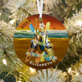 トロピカルカヤッククリスマスツリー メタルオーナメント