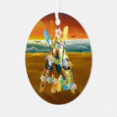 トロピカルカヤッククリスマスツリー メタルオーナメント (正面左)