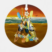 トロピカルカヤッククリスマスツリー メタルオーナメント (正面)