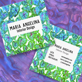 トロピカルカラジ葉ウム水彩デザイン スクエア名刺