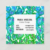 トロピカルカラジ葉ウム水彩デザイン スクエア名刺 (裏面)