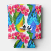 トロピカルカラフルな花を持つパロッツがピロを投げる 缶クーラー (裏面)