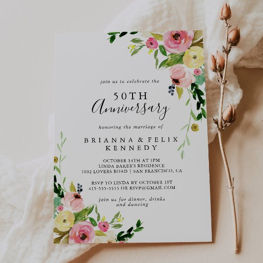 トロピカルカラフルオータム50周年結婚記念日 招待状