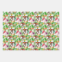 トロピカルカラフルガーデンズトリオ ラッピングペーパーシート