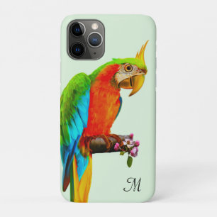 トロピカルカラフルコンゴウインコとモノグラムケースM iPhone 11 PROケース