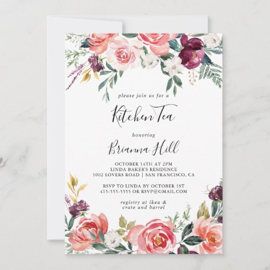 トロピカルカラフルサマーキッチンティーブライダルシャワー 招待状 (正面)