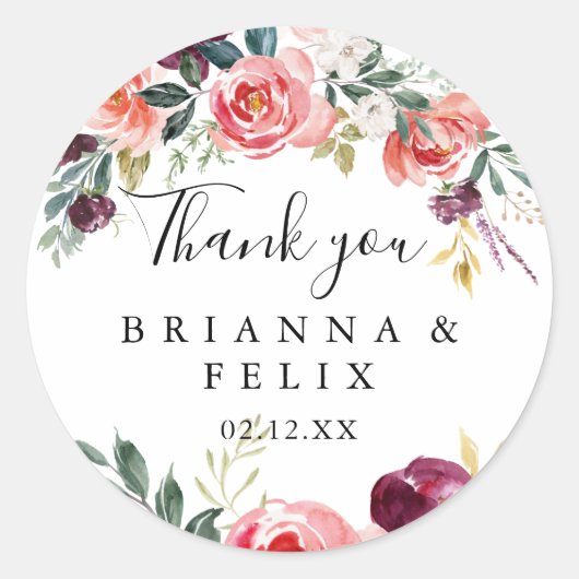 トロピカルカラフルサマーサンキュー結婚式の引き出物 ラウンドシール (正面)