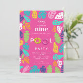 トロピカルカラフルサマー誕生日プールパーティー 招待状 (スタンド正面)