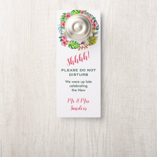 トロピカルカラフルハワイアンハイビ結婚スカス ドアノブサイン (ノブ)