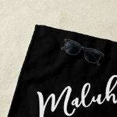 トロピカルカラフルハワイアンピースラブブラック ビーチタオル (インサイチュ)