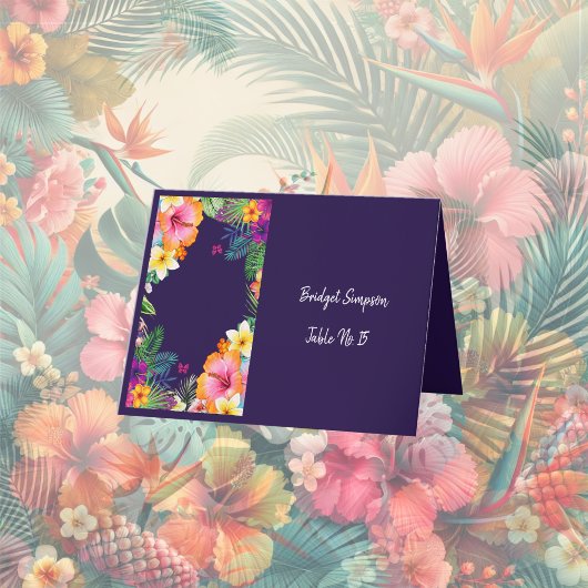 トロピカルカラフルハワイアンフローラゲストカード サンキューカード