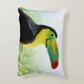 トロピカルカラフルバードブラックイエローグリーントゥーカン アクセントクッション (裏面(縦))