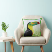 トロピカルカラフルバードブラックイエローグリーントゥーカン クッション (椅子)