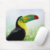 トロピカルカラフルバードブラックイエローグリーントゥーカン マウスパッド (マウス)