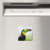 トロピカルカラフルバードブラックイエローグリーントゥーカン マグネット (インサイチュ (食洗機))