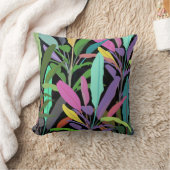 トロピカルカラフルバ葉ナナのブラックパターン クッション (ブランケット)