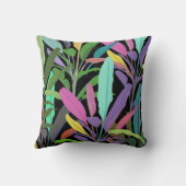 トロピカルカラフルバ葉ナナのブラックパターン クッション (裏面)