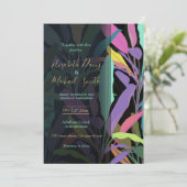 トロピカルカラフルバ葉ナナのブラックパターン 招待状 (スタンド正面)