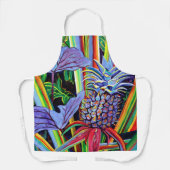 トロピカルカラフルパイナップルとタロイキッチンエプロン エプロン (正面)