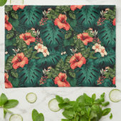 トロピカルカラフルパラダイスハワイアロハフラワーズ キッチンタオル (折り畳み)