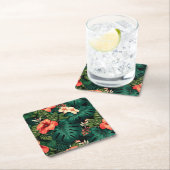 トロピカルカラフルパラダイスハワイアロハフラワーズ スクエアペーパーコースター (インサイチュ)