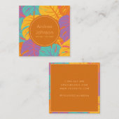 トロピカルカラフルパーム葉エキゾチック夏のテーマ スクエア名刺 (正面/裏面)