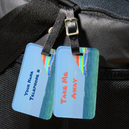 トロピカルカラフルビーチアンブレラオーシャンビュー ラゲッジタグ