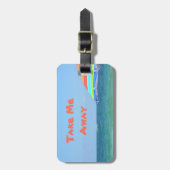 トロピカルカラフルビーチアンブレラオーシャンビュー ラゲッジタグ (正面縦)