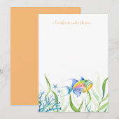 トロピカルカラフルフィッシュウォーターカラーノートカード ノートカード (正面/裏面)