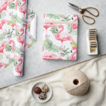 トロピカルカラフルフラミンゴと葉のパターン