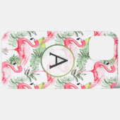 トロピカルカラフルフラミンゴと葉P&モノグラム Case-Mate iPhoneケース (裏面 (横))