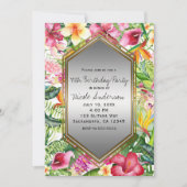トロピカルカラフルフラワーバースデーパーティーAnyイベント 招待状 (正面)