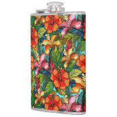 トロピカルカラフルフラワーパターンの糸ガラス模様 フラスク (左)